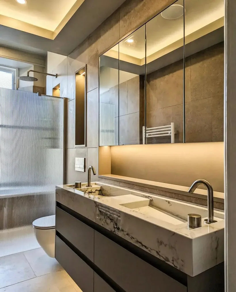 Fitted bathroom with walk-in shower